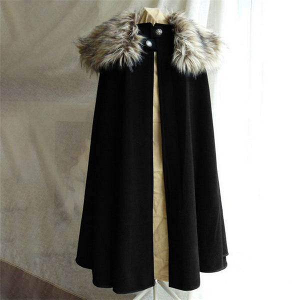 Faux Fur Collar Cloak