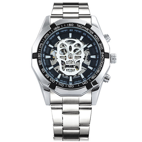 Men's Stainless Steel Automatic Skull Watch