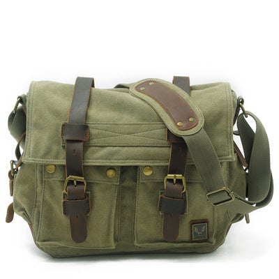 Canvas and Leather Messenger / Crossbody Bag