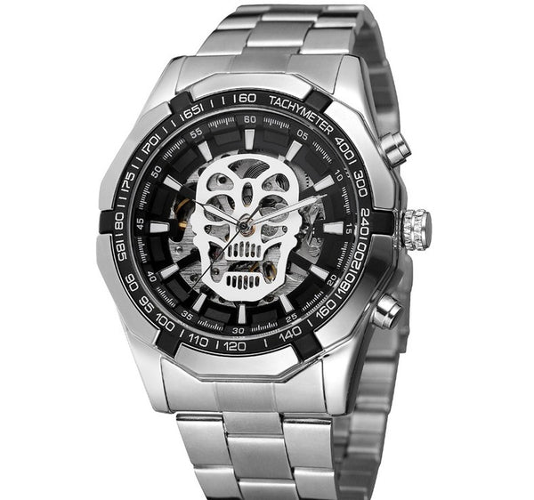 Men's Stainless Steel Automatic Skull Watch