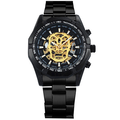 Men's Stainless Steel Automatic Skull Watch