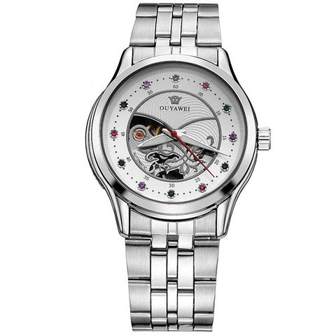 Luxury Women Mechanical Watch Skeleton Design Steel Waterproof Female Automatic