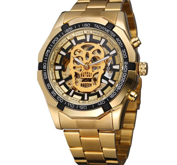 Men's Stainless Steel Automatic Skull Watch