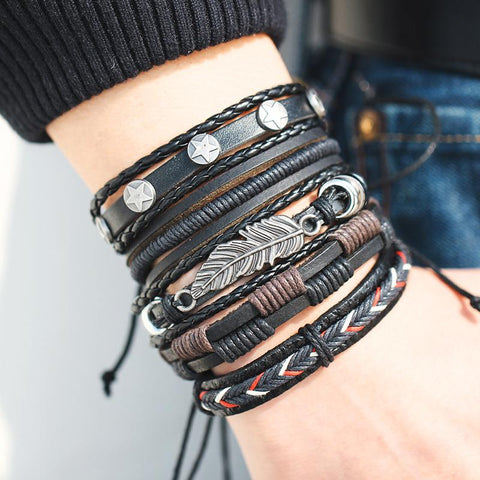 Multilayer Leather Bracelet  For Men