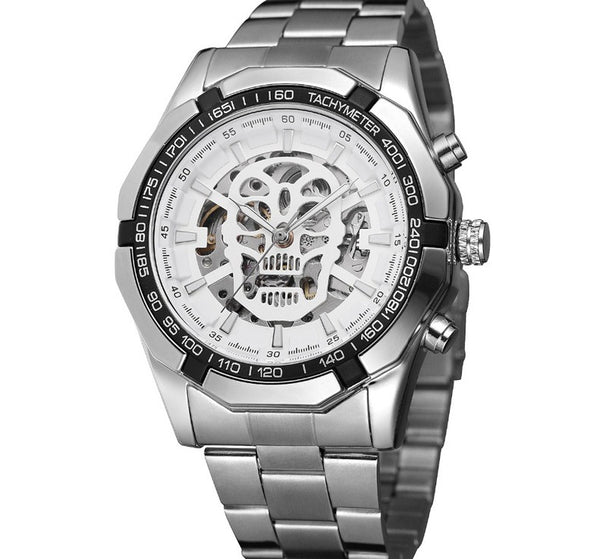 Men's Stainless Steel Automatic Skull Watch