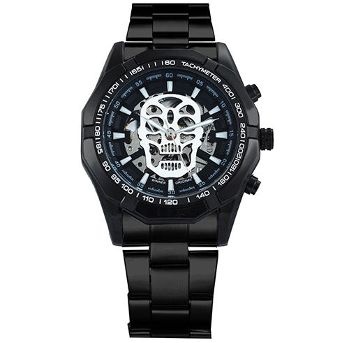 Men's Stainless Steel Automatic Skull Watch