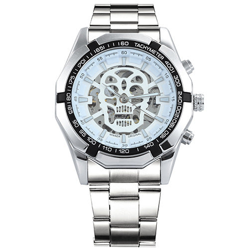 Men's Stainless Steel Automatic Skull Watch