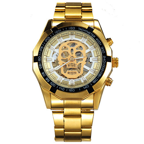 Men's Stainless Steel Automatic Skull Watch