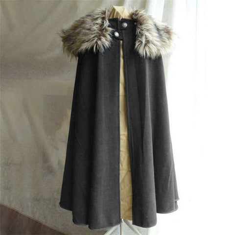 Faux Fur Collar Cloak