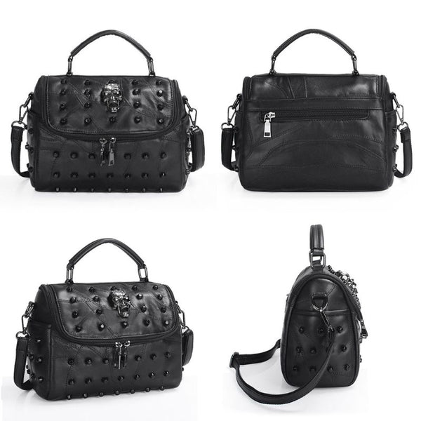 Black Skull Motif Shoulder Bag